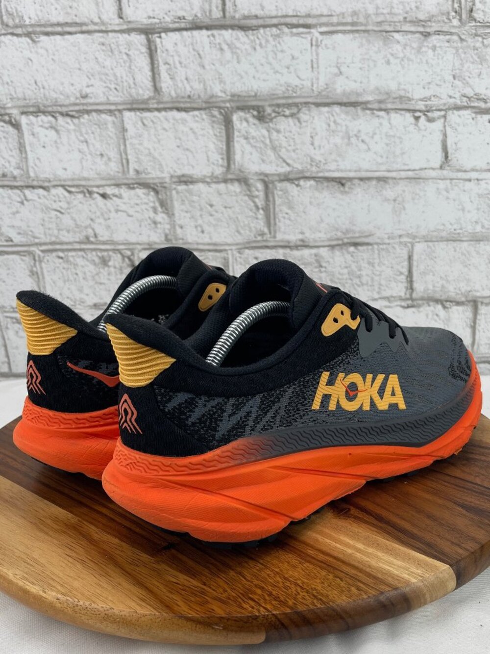 Hoka Men's Gray and Orange Athletic Running Shoes with Yellow Accents - Picture 5 of 16